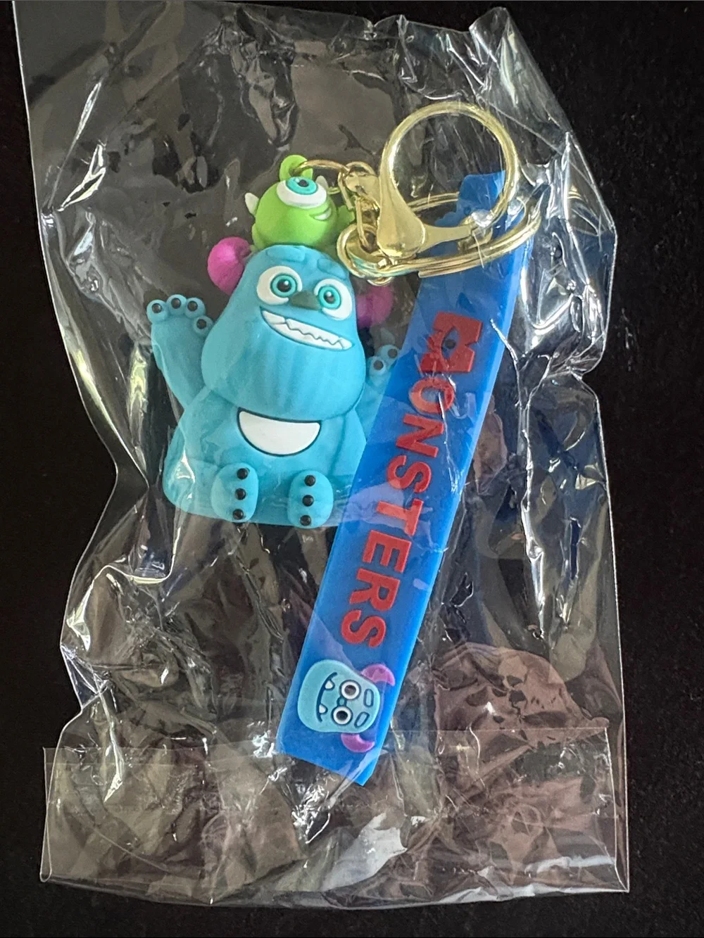 Cute Monsters Inc Sulley and Mike Keychain Bag Charm- Blue with Strap